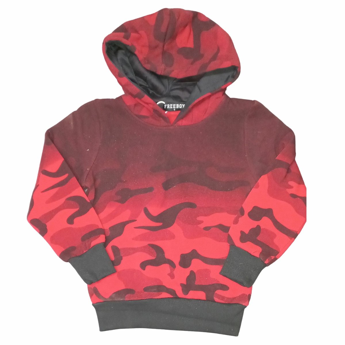 Jongens hoodie met camouflageprint en steekzakken - Rood - 98/104
