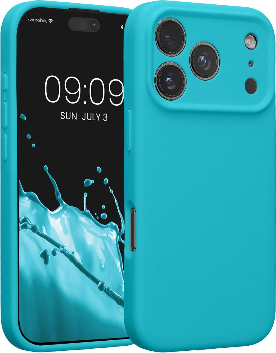kwmobile telefoonhoesje geschikt voor Apple iPhone 18 Pro / iPhone 17 Pro - TPU backcover met siliconen coating - Smartphone case in ijsblauw