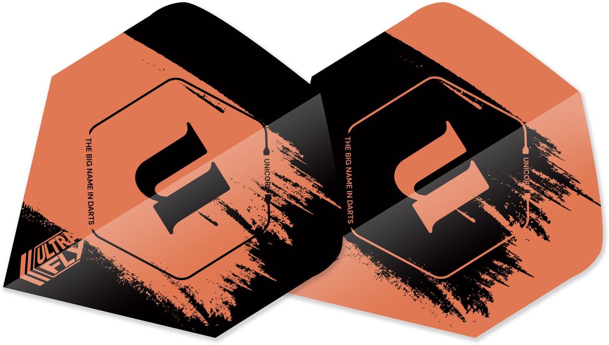 Dart-vluchten set van 3, oranje met U-logo en penseelstreekdesign