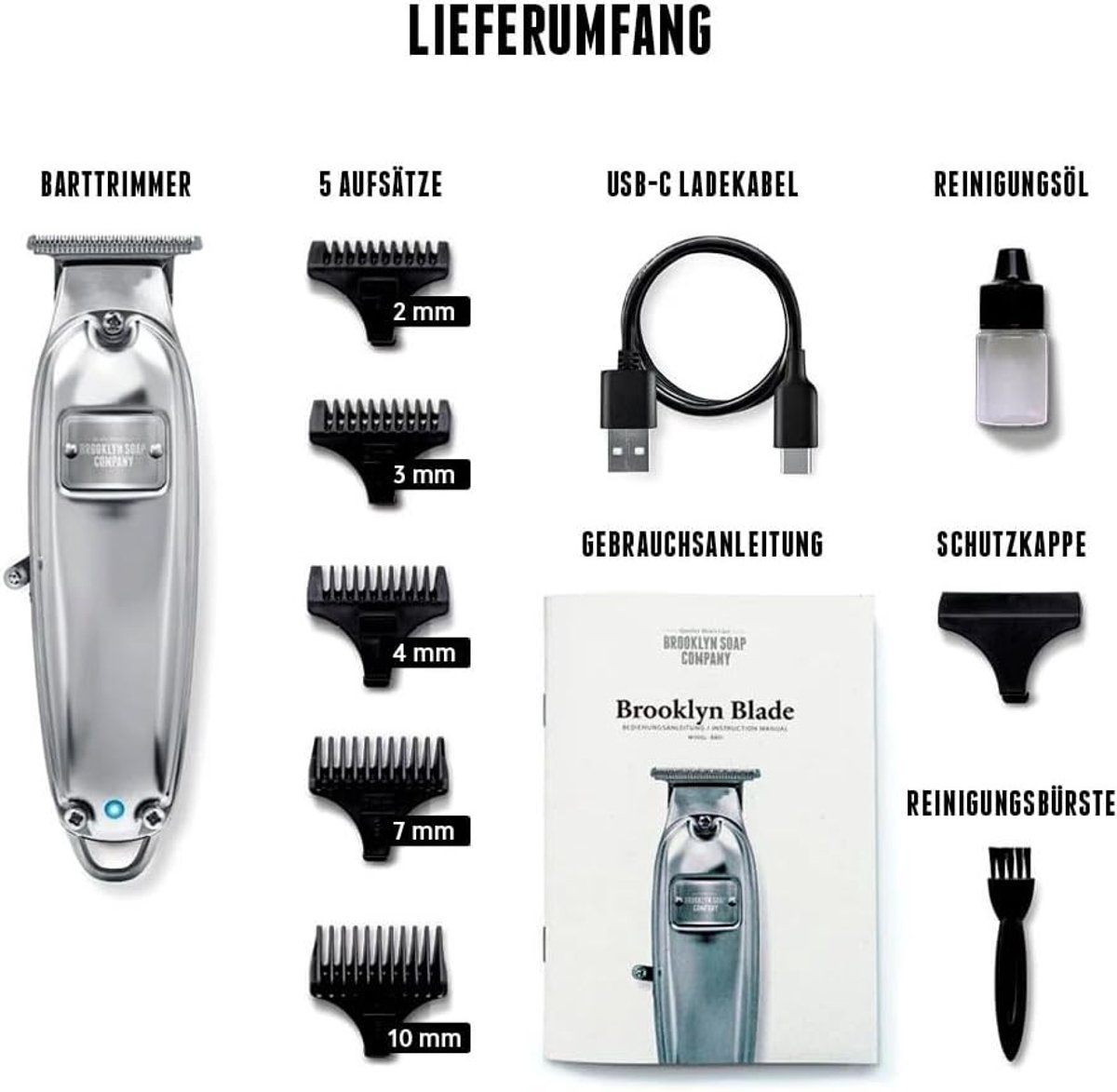 Baardtrimmer - Zwart - Professionele 5-in-1 RVS Trimmer voor Heren