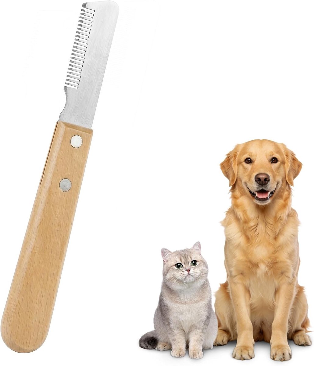 Professionele Trimmes voor Honden, Roestvrijstalen Handtrimmes met Houten Handvat voor Border Terriers en Andere Rassen