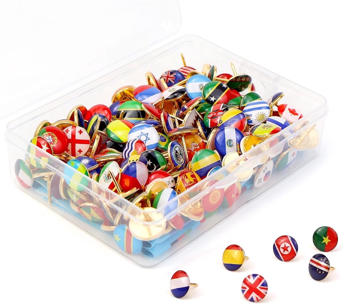 Decoratieve Nationale Vlaggen Spelden - 200 Stuks voor Wereldkaart, Reis, en Kantoor Decoratie