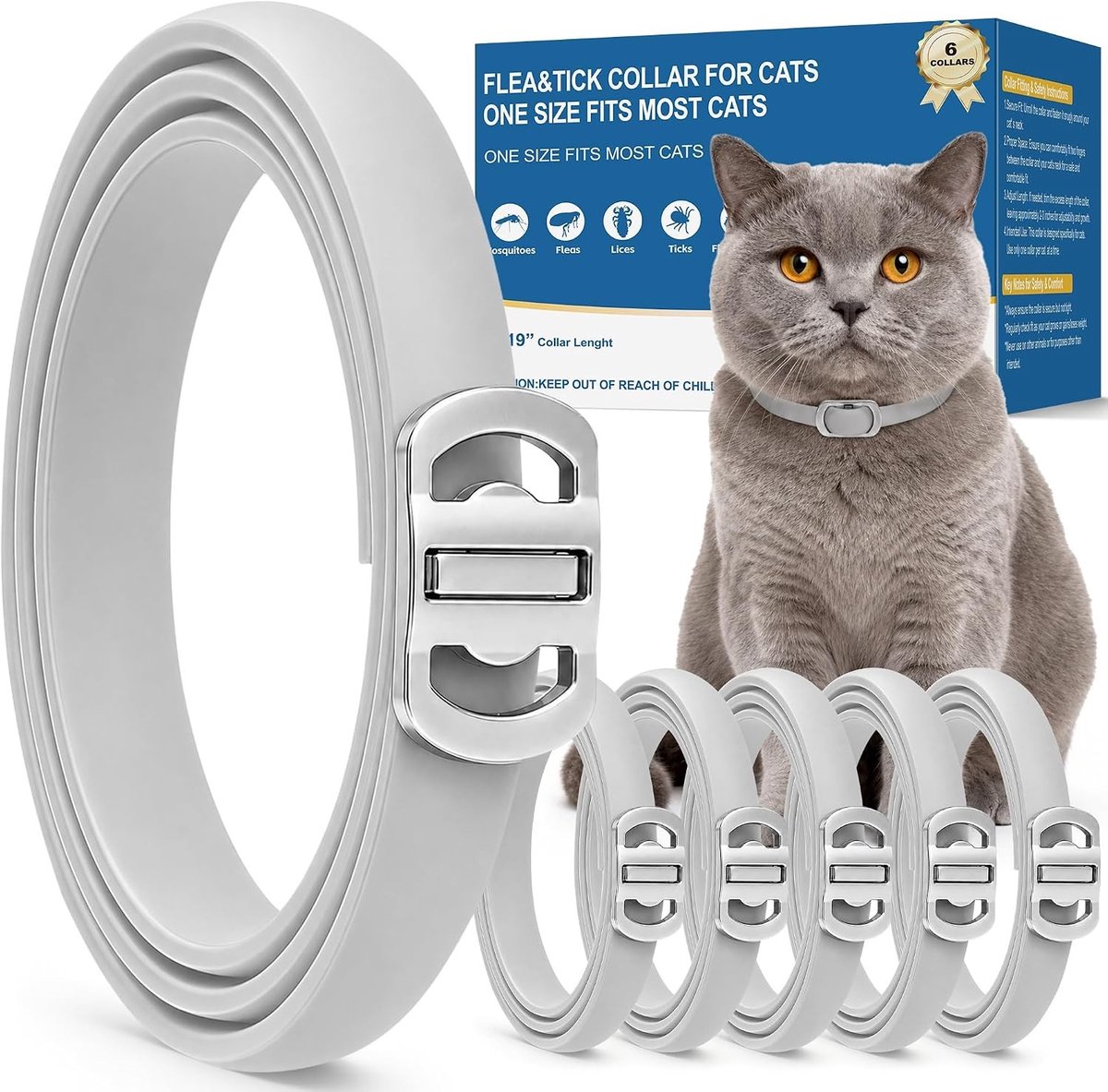 Kattenhalsband - Grijs - Verstelbaar - Met Natuurlijke Plantaardige Oliën - Voor Katten vanaf 12 Weken