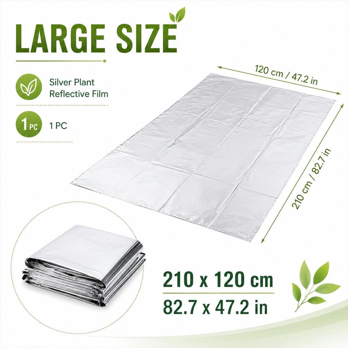 Reflecterende folie 210 x 120 cm - hittebestendige mylar-folie - UV-reflecterend - optimaliseer plantengroei - ShopVlot