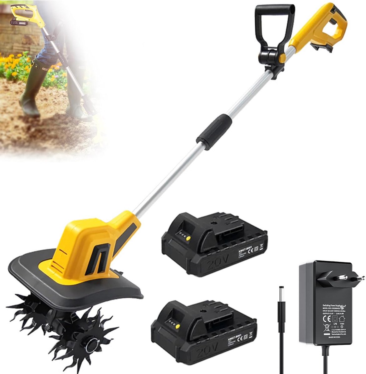 Snoerloze Frees - Tuinfrees Grondbewerking - Bodem Voorbereiden - Krachtige 270rpm Motor - 16cm Diepte - Zwart