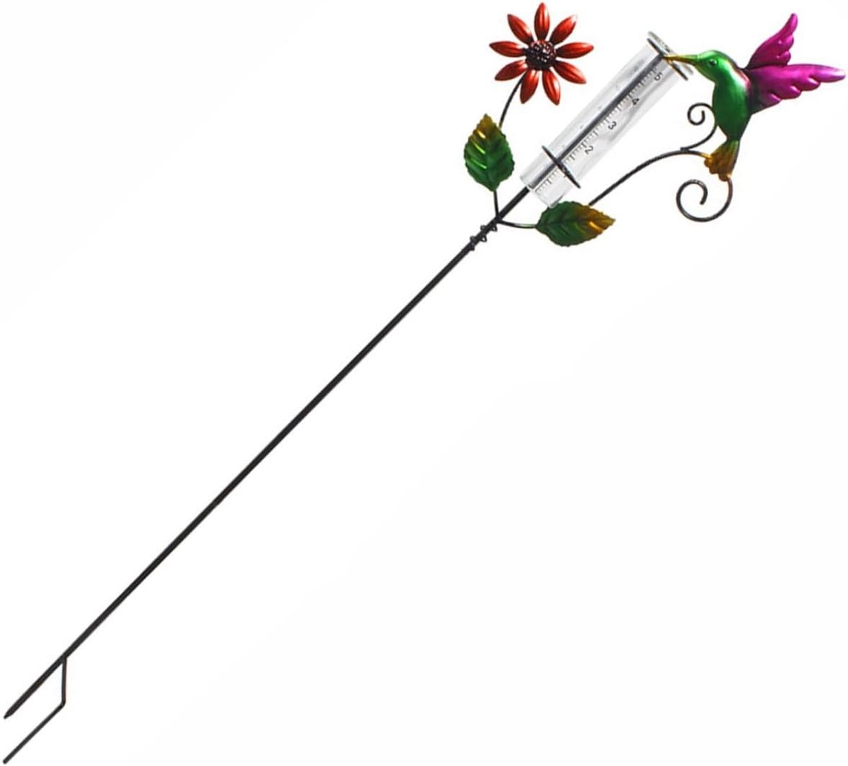 Regen Meter - Weer Station - Tuinieren Weer - Decoratief Sierijzer - 90cm Hoog - Bloem Vogel