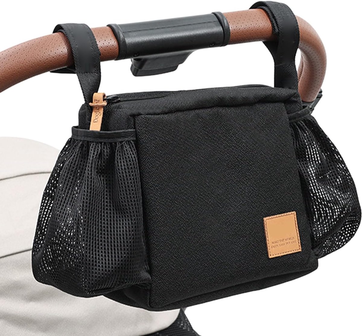 Huisdier Organizer - Dierenbenodigdheden Tas - Wandelwagen Organiseren - Antislip Waterbestendig - 26x19.5x8 cm - Zwart