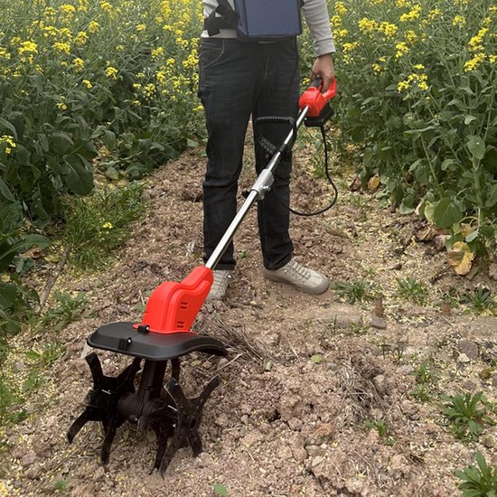 Draadloze Tuinfrees - Elektrische Cultivator - Bodem Voorbereiden - Digitaal Batterij Display - 9.5 Inch Werkbreedte - Zwart — afbeelding 5