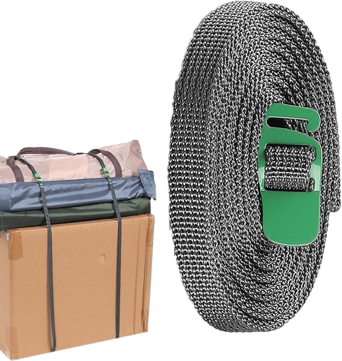 Spanbanden met gespen - Sjorriemen vracht - Vervoer Vastzetten - Roestvrijstalen haak - 25 meter - Groen