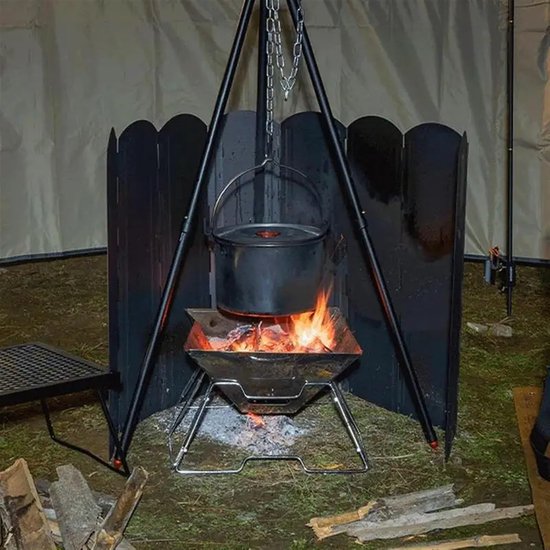 Camping Stove Windshield - Outdoor Kook Scherm - Efficiënt Koken Buiten - Opvouwbaar 8-Delig Ontwerp - 50CM Hoog - Zilverkleurig — afbeelding 2
