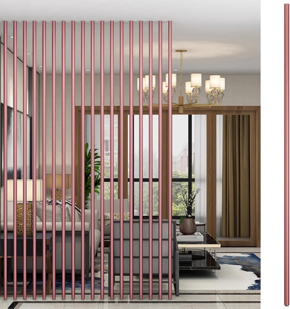 Kamerscherm Kolom - Ruimteverdeler - Ruimte Indelen - Boorvrije Installatie - 240 cm Hoogte - Roségoud