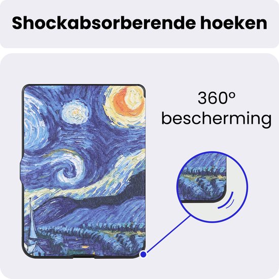 Hoes Geschikt voor Kobo Nia - Luxe E-reader Trifold Case - Bescherm Hoesje Book Cover - Sterrenhemel — afbeelding 5