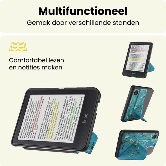 Hoes Geschikt voor Kobo Clara BW - E-reader Bescherm Hoesje Case Sleep Cover Trifold - Hoes Geschikt voor Kobo Clara BW Hoesje - Bloesem — afbeelding 3