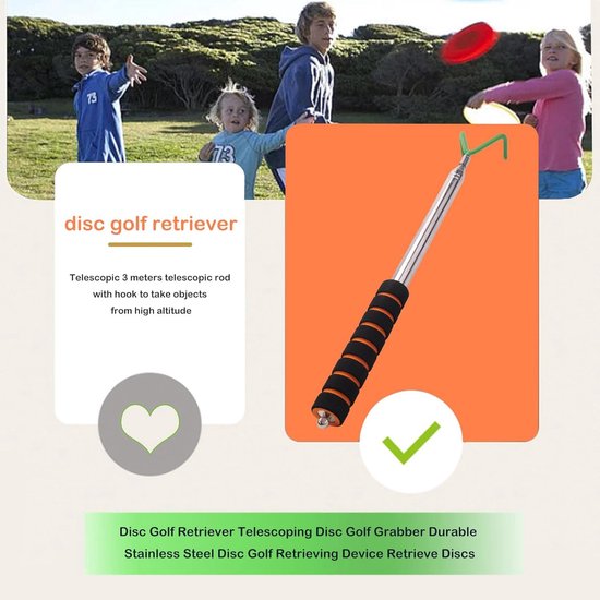 Disc Golf Retriever - Schijven Grijper - Schijven Vissen - Uitschuifbare Stang - 2.5 Meter - Groen — afbeelding 5
