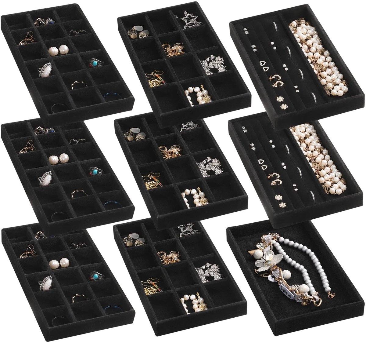 Dailygoods - Sieraden Organizer Tray - Stapelbare Fluwelen Sieradenopslag