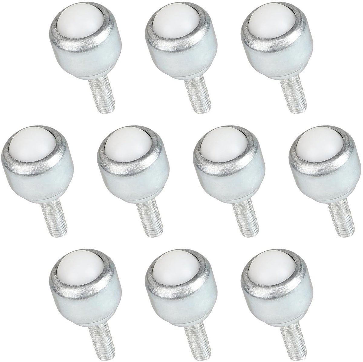 Set van 10 Ball Casters met M5 Draadstang, 16.5 mm, Nylon Rollen met 360° Lagers voor Meubels en Kasten