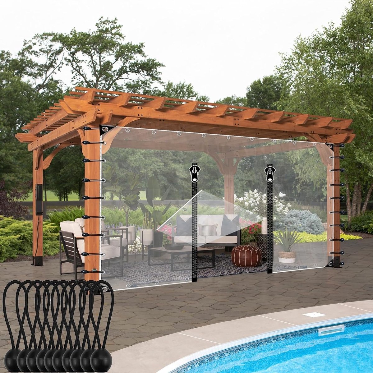 Buitengordijnen - Transparante Luifel - Terras Afschermen - Waterdicht PVC - 1.6x4m - Helder