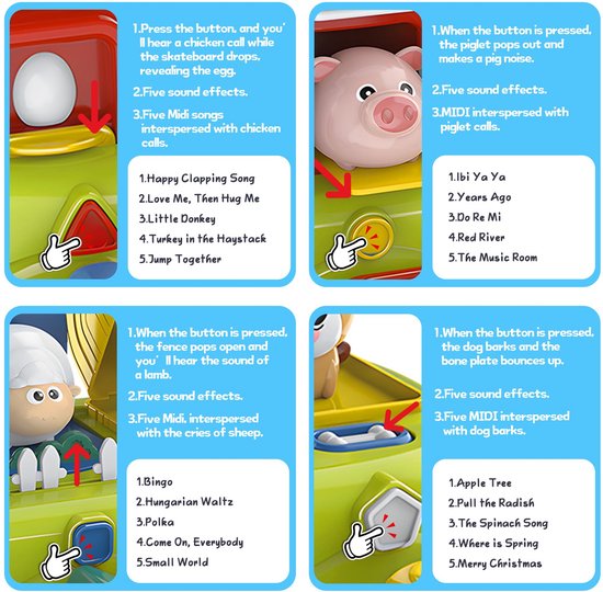 VONKELIOS®Montessori speelgoed - Baby Activiteiten Kubus - Dierenspeelgoed - Educatief Babyspeelgoed - Sensorisch speelgoed - cadeau - Motoriek speelgoed - Met geluidseffecten en lichteffecten - Voor Jongens en Meisjes Vanaf 1 jaar van VONKELIOS® — afbeelding 3
