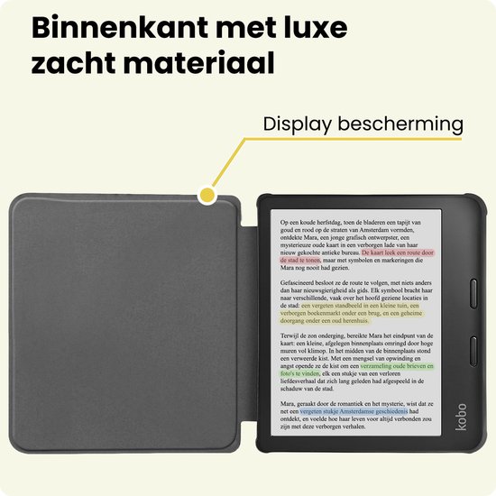 Hoes Geschikt voor Kobo Libra Colour - E-reader Bescherm Hoesje Case Sleep Cover Met Screenprotector - Hoes Geschikt voor Kobo Libra Colour Hoesje - Roze — afbeelding 5