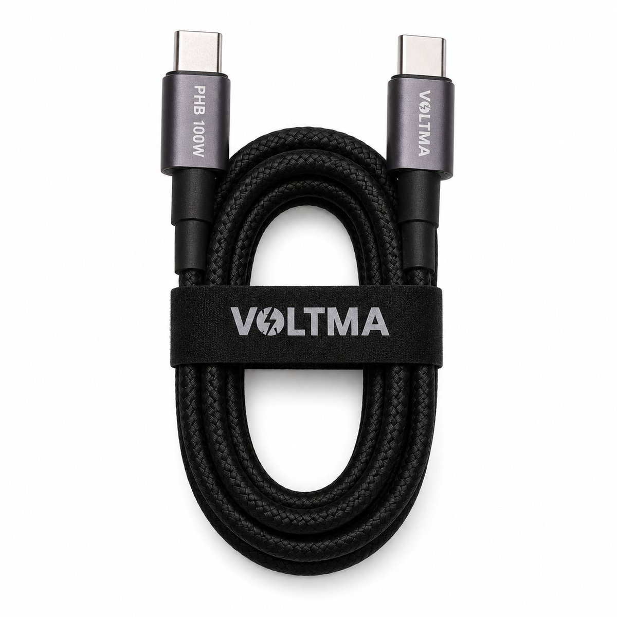 Voltma PHB100BCC usb c naar usb c kabel - 1,2M usb-c oplaadkabel - QC2.0 100W Snel opladen - Gevlochten USB-C datakabel - Bestand tegen meer dan 5000 buigingen - snellader geschikt voor telefoon, laptop, tablet, iPhone, Samsung, MacBook - Zwart