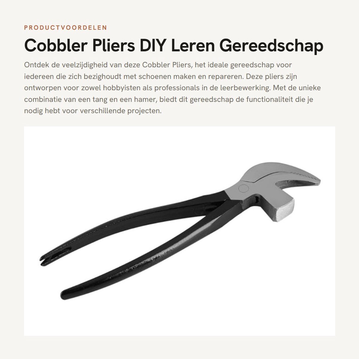 Dailygoods- Schoenmakerstang Ergonomisch - Hamer/ Tang - Robuust Staal - Compact - DIY Gereedschap - 1 Jaar Garantie - Leestang