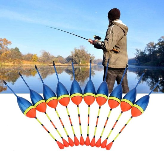 10 Stuks Luminous Vissersdobbers, Houten Slipdobbers voor Forel, Zander en Baars met Accessoires — afbeelding 2