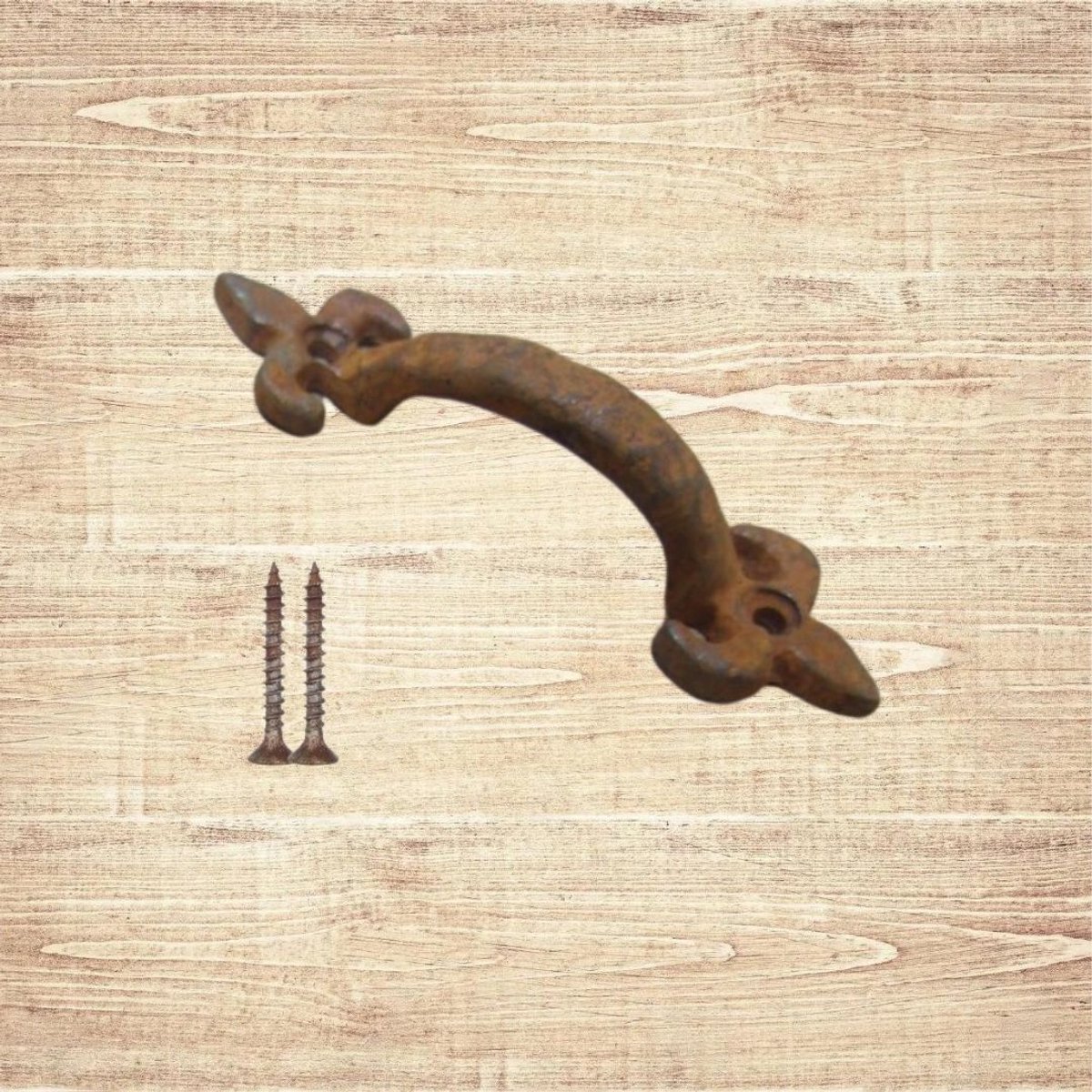 Fleur De Lys Cabinet Pull Handle Rust 4"