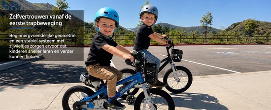Joystar Pluto Kinderfiets - 20 inch - met mandje - met waterfles - zijwieltjes - bel - handrem - blauw van JOYSTAR — afbeelding 4