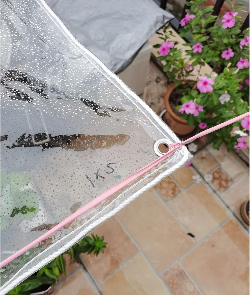 Zeildoek Transparant PVC - Waterdicht Dekzeil - Terras Beschermen - Versterkte Knoopsgaten - 2x4 Meter - Helder