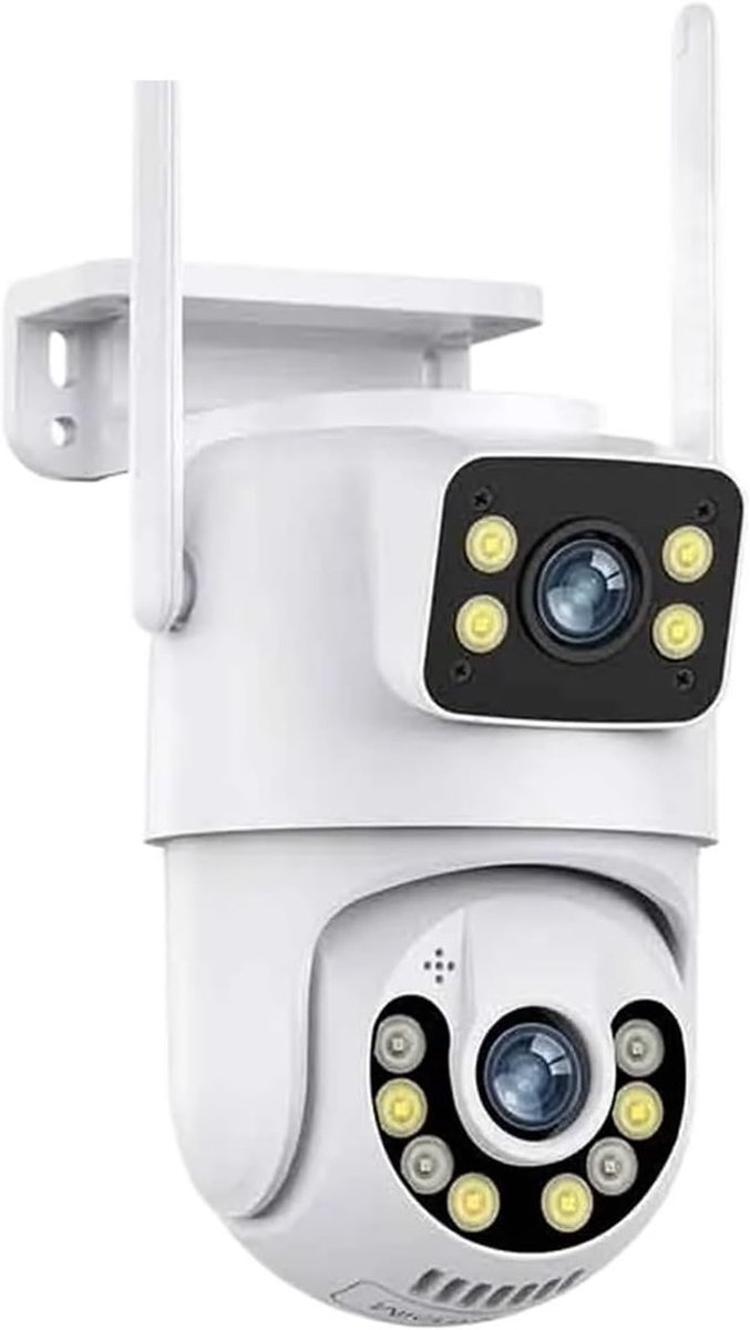 Beveiligingscamera Buiten - IP Camera - Huis Bewaken - Dubbele Lens PTZ - 8MP 64GB - Wit