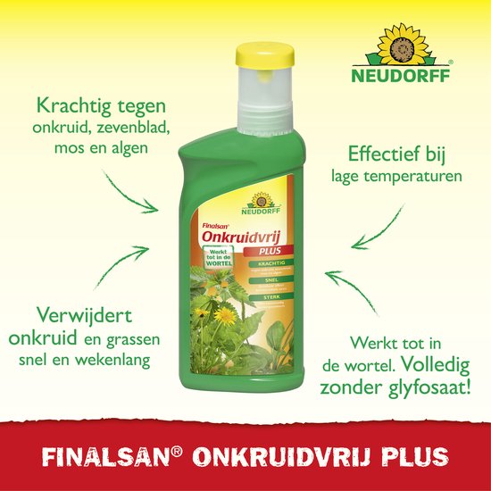 Neudorff Finalsan Onkruidvrij Plus - 500ml Onkruidbestrijding Concentraat voor maximal 90 m² - Onkruidverdelger tegen onkruid, zevenblad, mos en algen - Onkruidbestrijdingsmiddel voor gazon van Merkloos	 — afbeelding 3