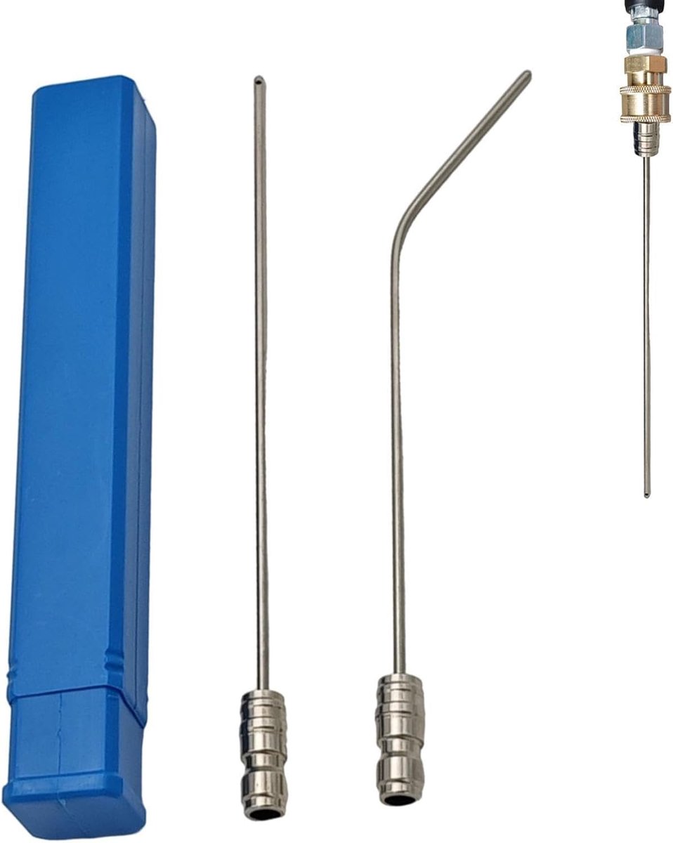 Naaldmondstuk Hogedrukreiniger - Sproeierset Roestvrijstaal - Gestroomlijnde Vuilverwijdering - Veelzijdige Reinigingsoplossing - 13.8 x 4 x 1 cm - Zilver