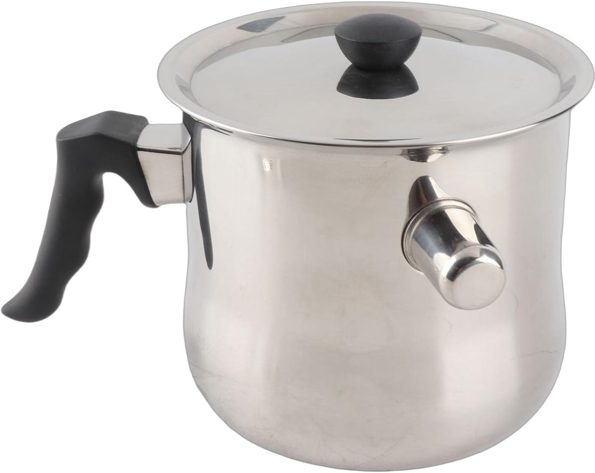 Gietpan met deksel - Wax smelter - Kaarsen maken - Grote inhoud - 1.5 liter - Zilverkleurig