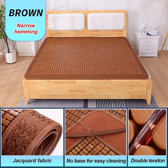 Bamboe Slaapmat - Verkoelende Mat - Warm Weer Comfort - Dubbelzijdig Ontwerp - 80x190cm - Natuurlijk — afbeelding 5