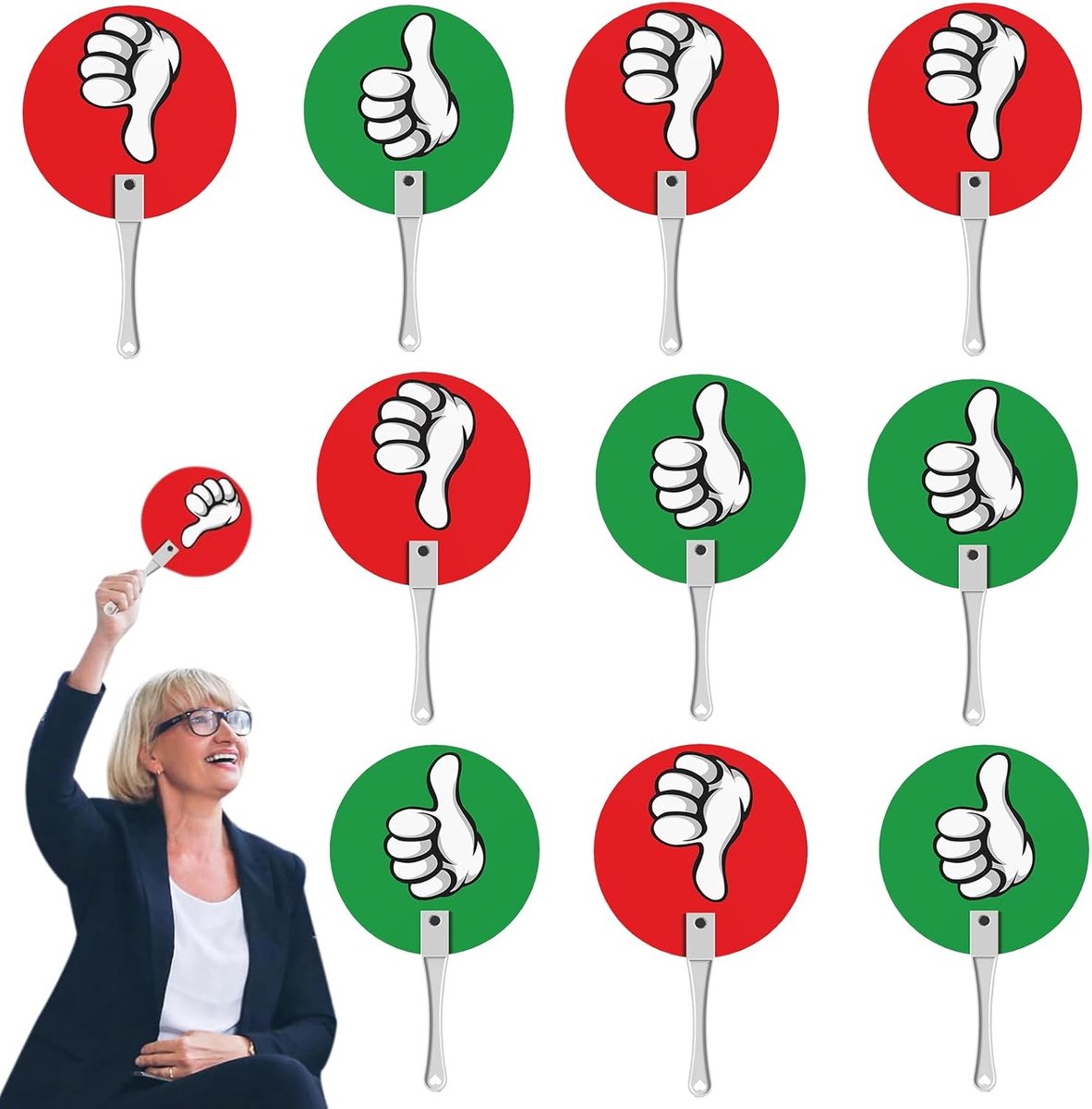 Stem Peddels - Ja Nee Kaarten - Interactieve Les - Dubbelzijdig Print - 10 Stuks - Groen Rood