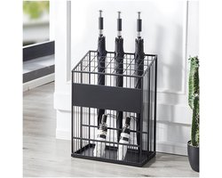 Paraplubak Metaal - Hoge Capaciteit - Entree Organiseren - Met Lekbak - 41x22x55 cm - Zwart