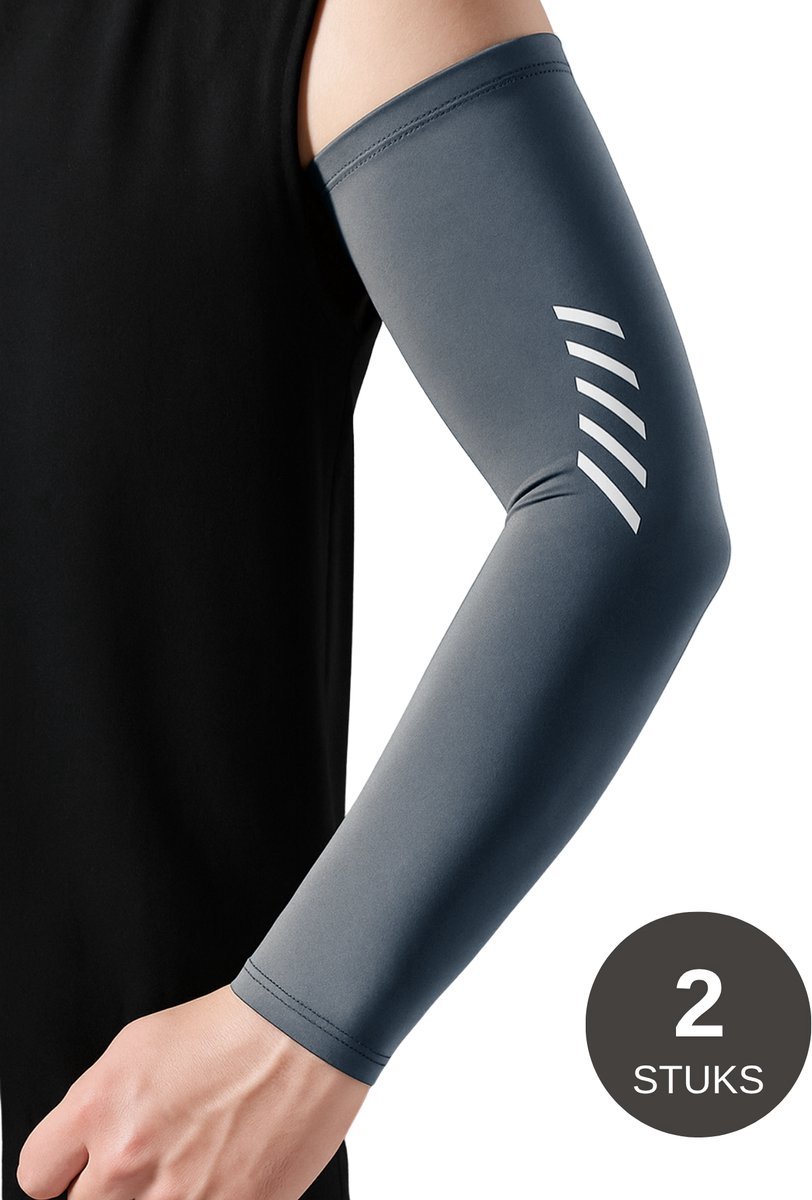 U Fit One UPF 50+ UV Bescherming Arm Sleeves - Verkoelend - Fiets Armstukken UV Bescherming - Grijs - Unisex - 2 Stuks - Maat M