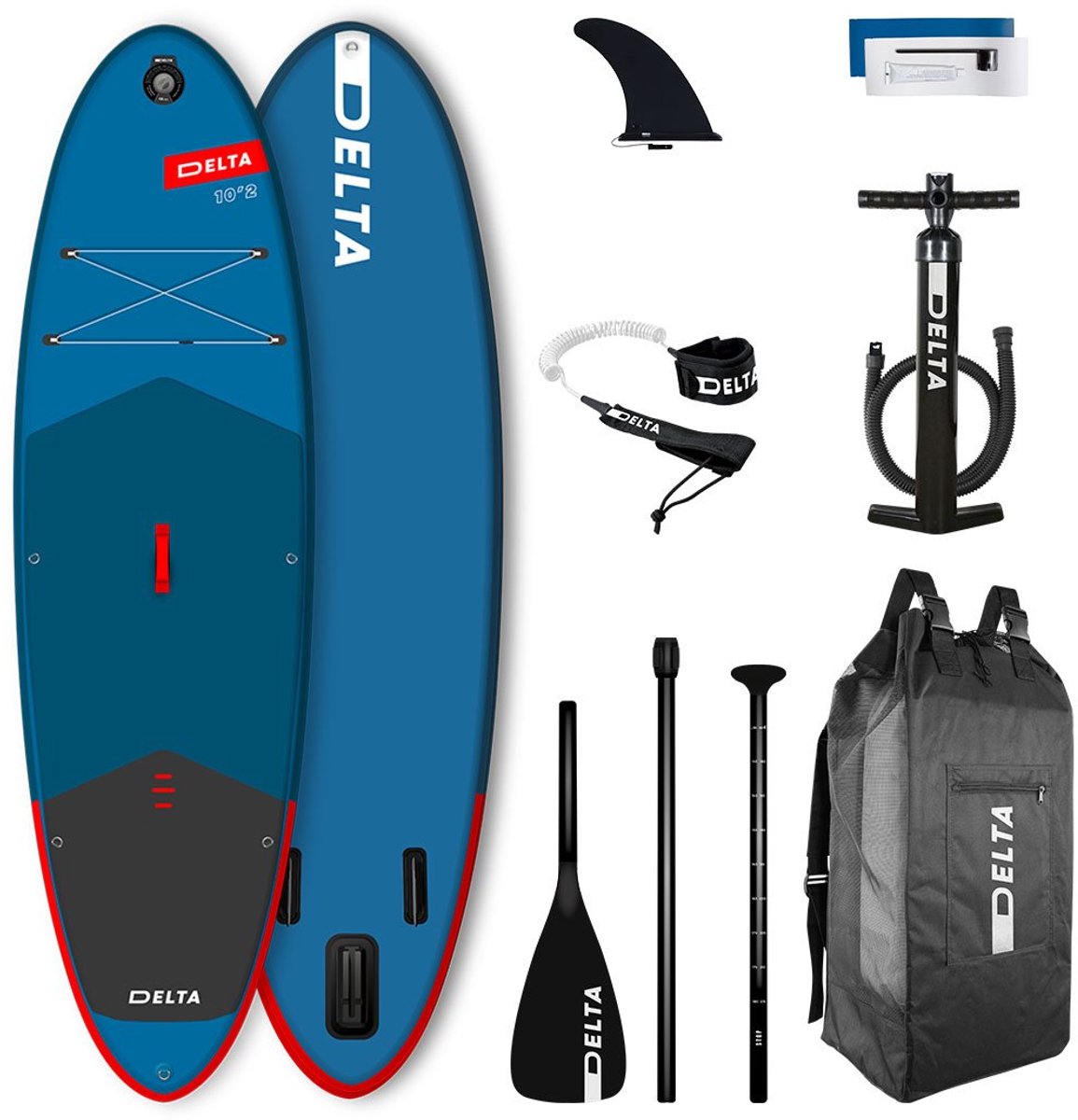 Delta opblaasbaar SUP-board en kajak 10'2 x 32" x 6" lichtgewicht en stabiel inclusief peddel en pomp