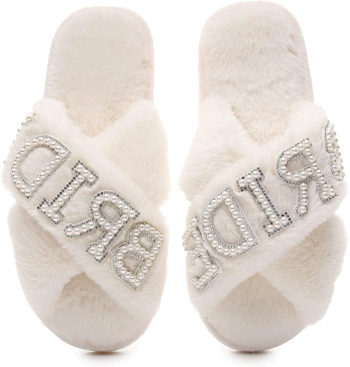 Elegante witte bruidsschoenen en pantoffels voor de bruiloft, perfect als cadeau voor het vrijgezellenfeest en de grote dag