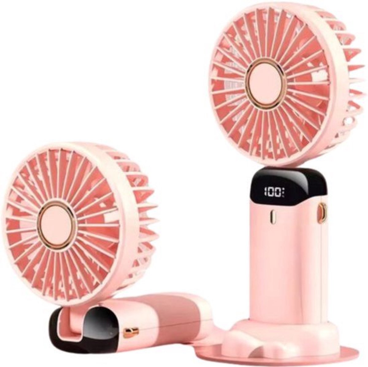 Handventilator - Draagbare opvouwbare ventilator - USB oplaadbaar - 5 snelheidsstanden - Geschikt voor buitenactiviteiten en reizen - Roze