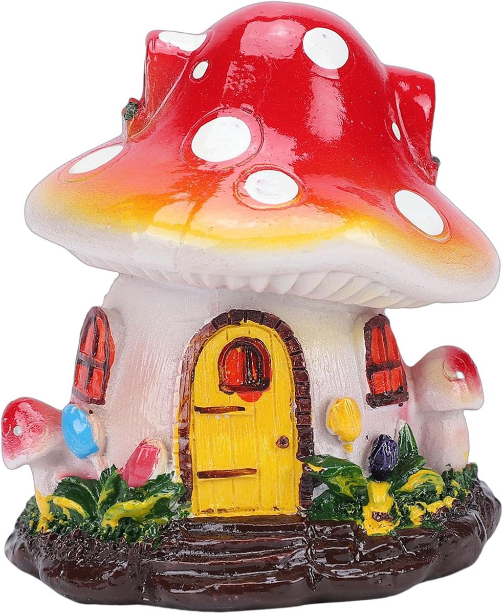 Miniatuur Paddestoel Huis - Fee Huisje - Tuin Decoratie - Betoverend Ontwerp - 8.5 cm Lengte - Multicolor