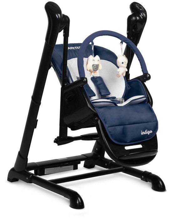 Black Indigo Serie - Kinderstoel en Babyschommel - Zwart Frame - 2 in 1 - PCV Bekleding — afbeelding 3