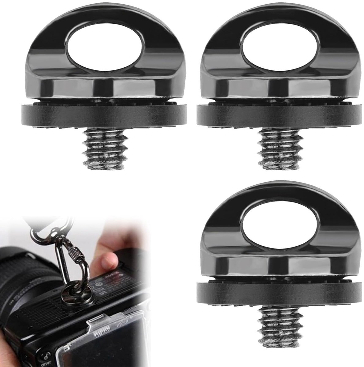 Camera Adapter voor Bevestigingsschroeven en Riem - Snelle Bevestiging, Statiefschroef 1/4 inch - Set van 3 Stuks voor Fotografie en Videografie