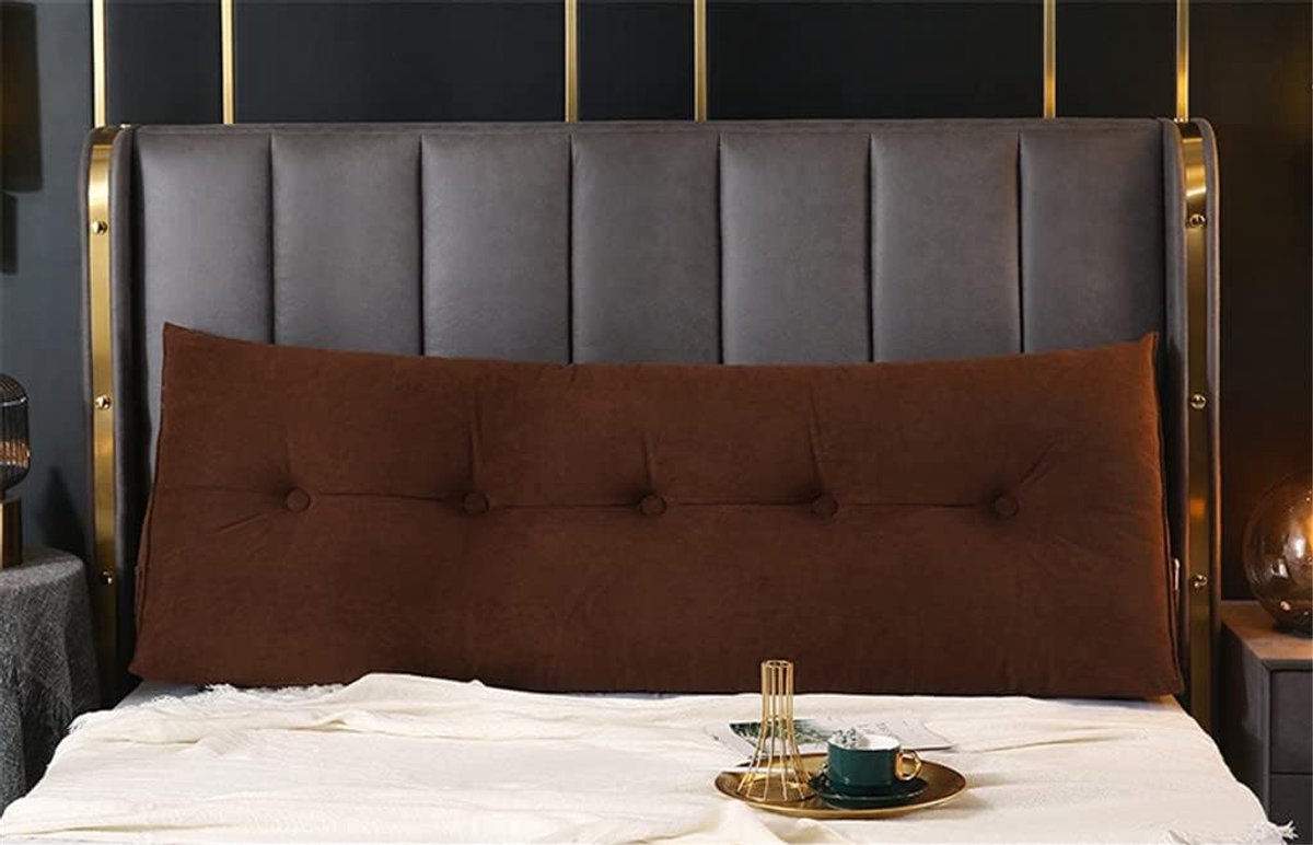 Hoofdkussen - Wigkussen - Lezen in bed - Afneembare hoes - 60 cm - Bruin