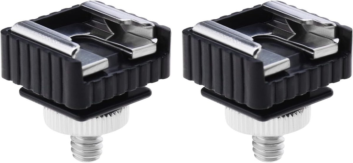 Hot Shoe Mounting Adapter 1/4 Inch Schroefdraad - 2 Stuks voor Camera en Statief, Geschikt voor Canon en Andere Merken