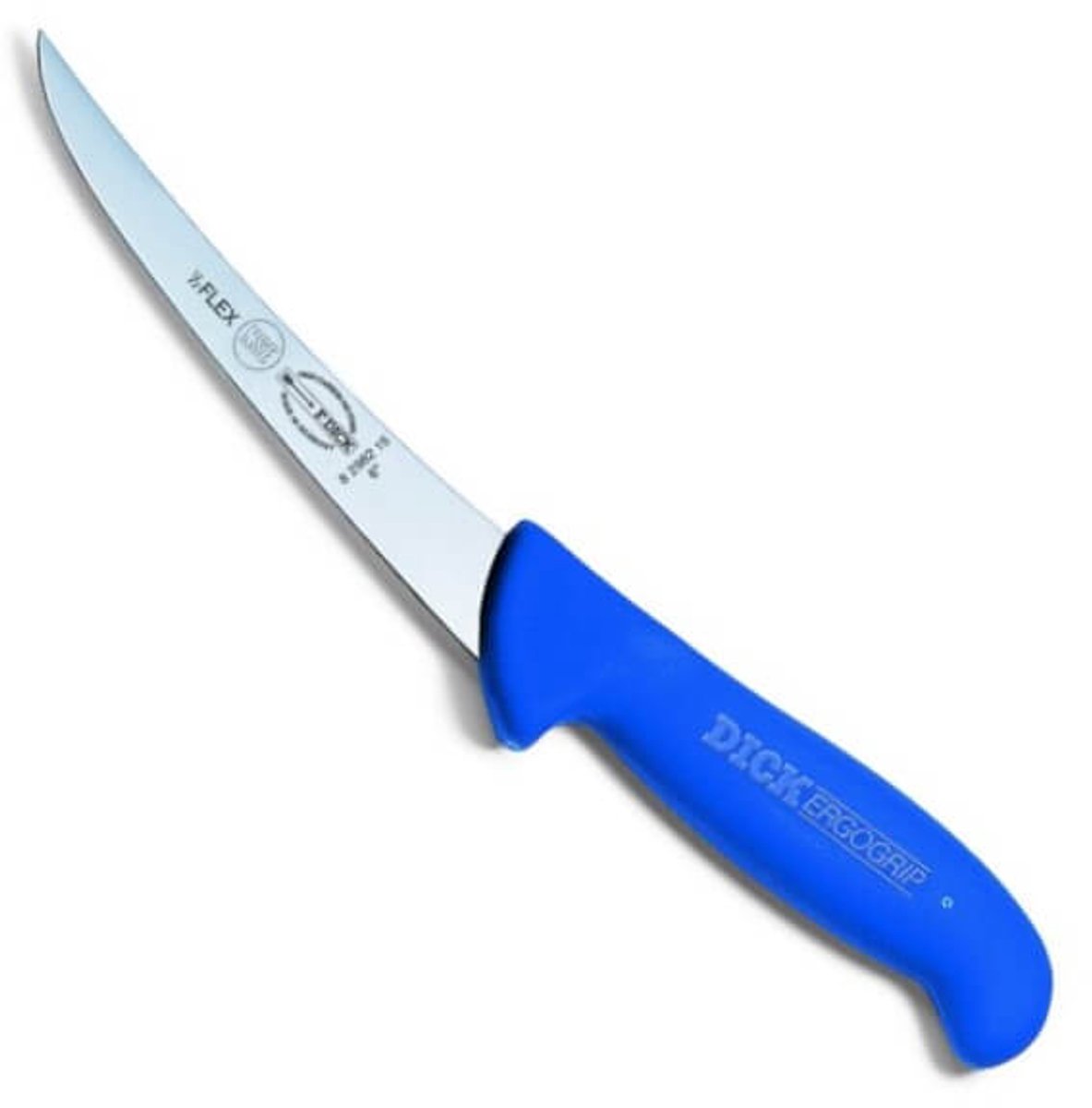 DICK ErgoGrip Serie - Professioneel Uitbeenmes - 15 cm - Semi-soepele Gebogen Lemen - Blauw