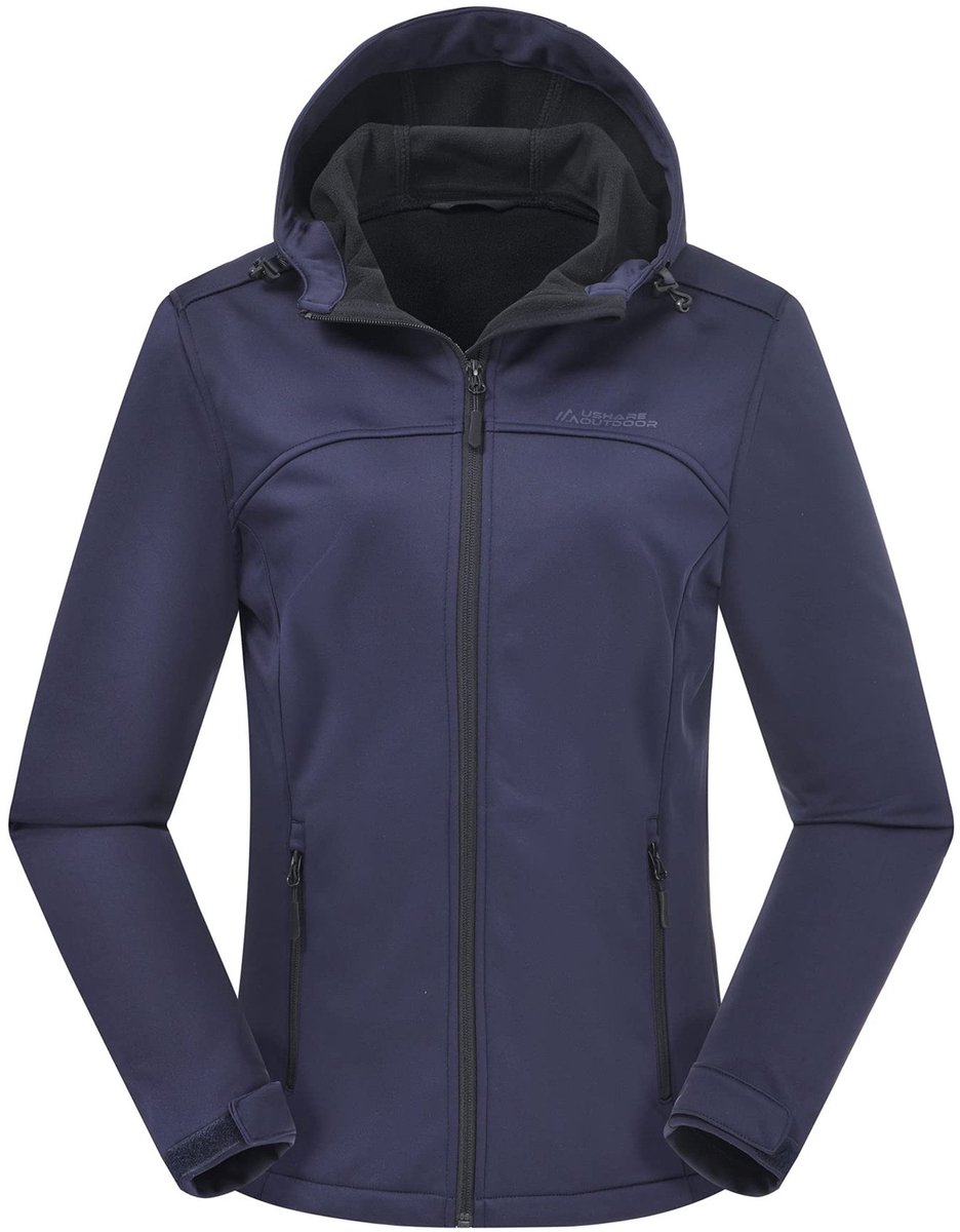OLOEY Ademende regenjas dames warm fleece jack voor lente herfst en winter Blauw