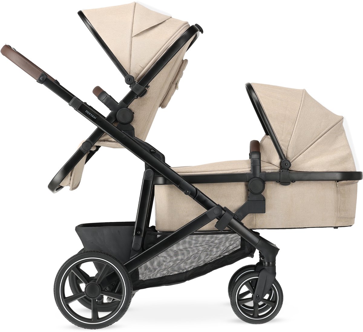 DERYAN Evy V3 Duo Kinderwagen met Reiswieg - Nougat - DERYAN - €389,10