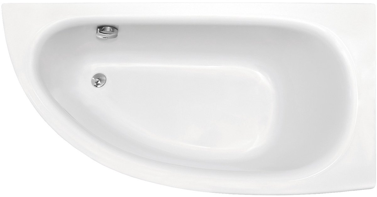 Badland MILENA PREMIUM hoekbad 150 x 70 cm links wit met handgrepen met hoofdsteun