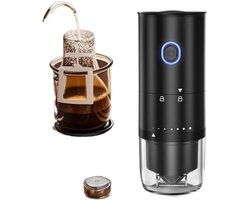 KZQ Draagbare Koffiemachine met Oplaadbare Koffiemolen, Keramische Maalstenen, Elektrische Grinder voor Kamperen, Wandelen en Kantoorgebruik, Zwart